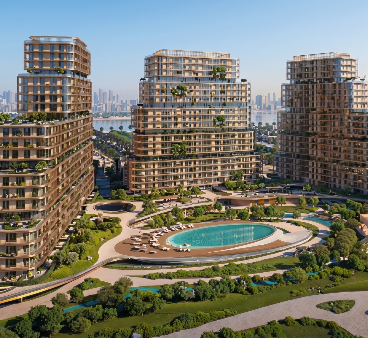 Yeşil alanlarla çevrili modern konut sitesi